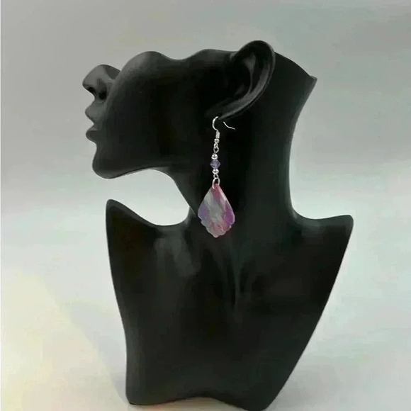 Jewelry - Original handmade faux mosaic earrings with silver fishhook.
